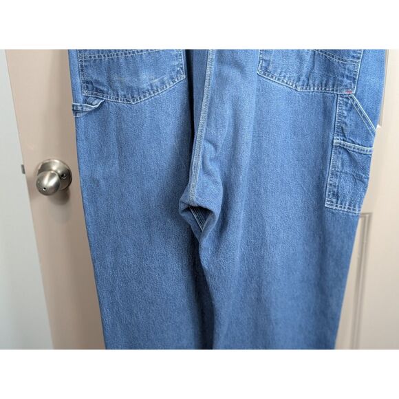 Round House Carpenter Bib Overalls Button Fly Made in USA Blue Men's Size 52 - Picture 12 of 16